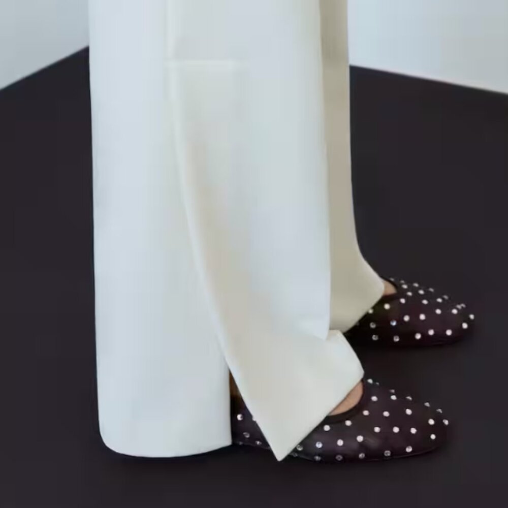 Mango Rhinestone Ballet Flats